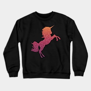 Dark Red Orange Ombre Faux Glitter Unicorn Crewneck Sweatshirt